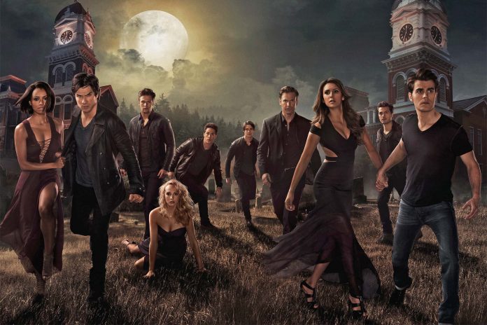 This shows the star cast of the famous series, the Vampire Diaries.