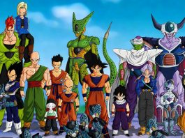 The image shows the different powerful dragon ball characters of the series