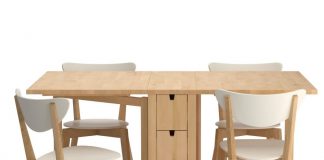 Image displays the Ikea dining table with basic colour tone.