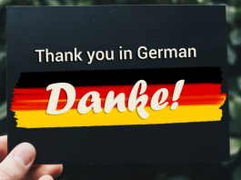 The Image shows how to say thank you in German with the flag of Germany