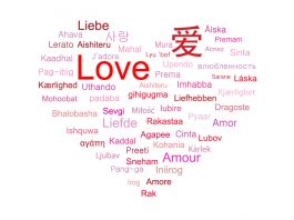 The image shows how to say love in various languages around the world!
