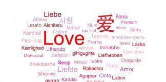 The image shows how to say love in various languages around the world!