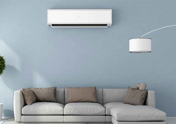 shows a room with ductless air conditioner