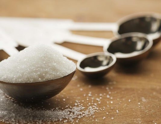 image shows the teaspoons and tablespoons with sugar